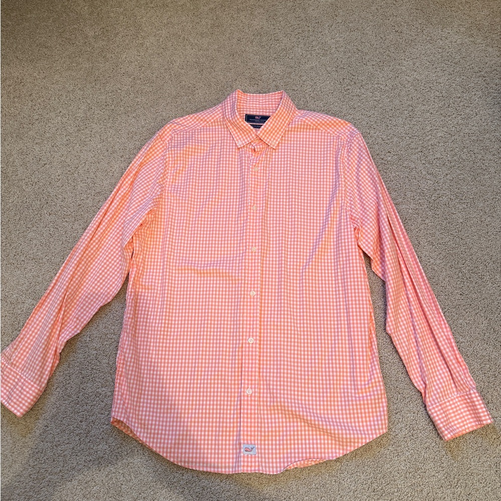 Vineyard Vines Orange Checkered Shirt